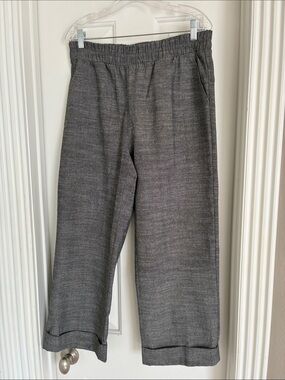 Shabby Chic Gray Wide-Leg Elastic-Waist Pants